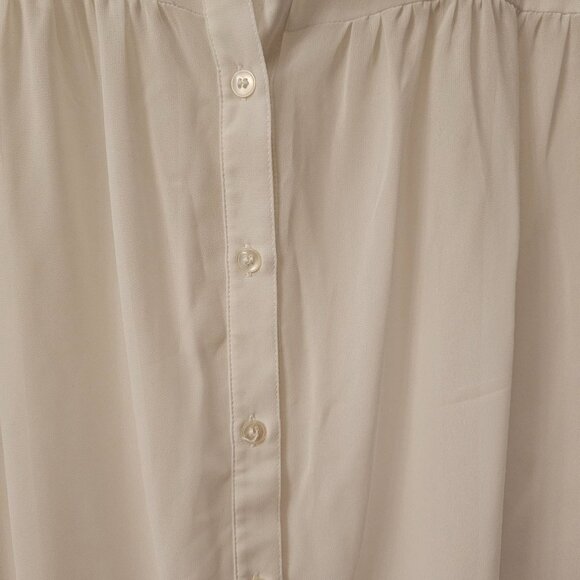 PINK ROSE Ladies Size Large - White Sheer Top - Tie at Waist - Button Front - Picture 5 of 7